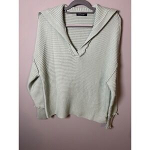 Lillusory Mint Green Oversized Sailor Collar V-Neck Ribbed Sweater Size Large